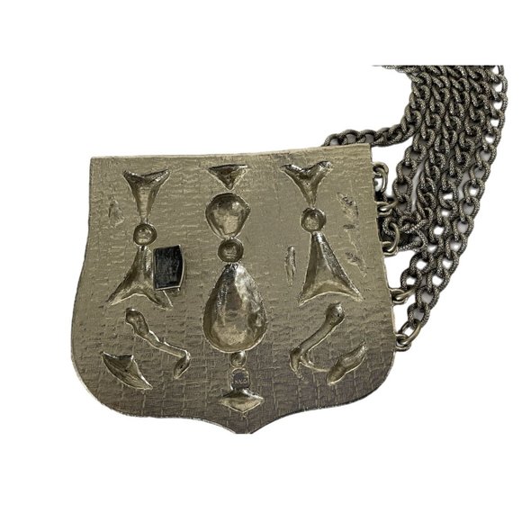 Accessocraft Silver Large Medieval Revival Repousse Vtg Chain Belt 27.5” Waist main image 5